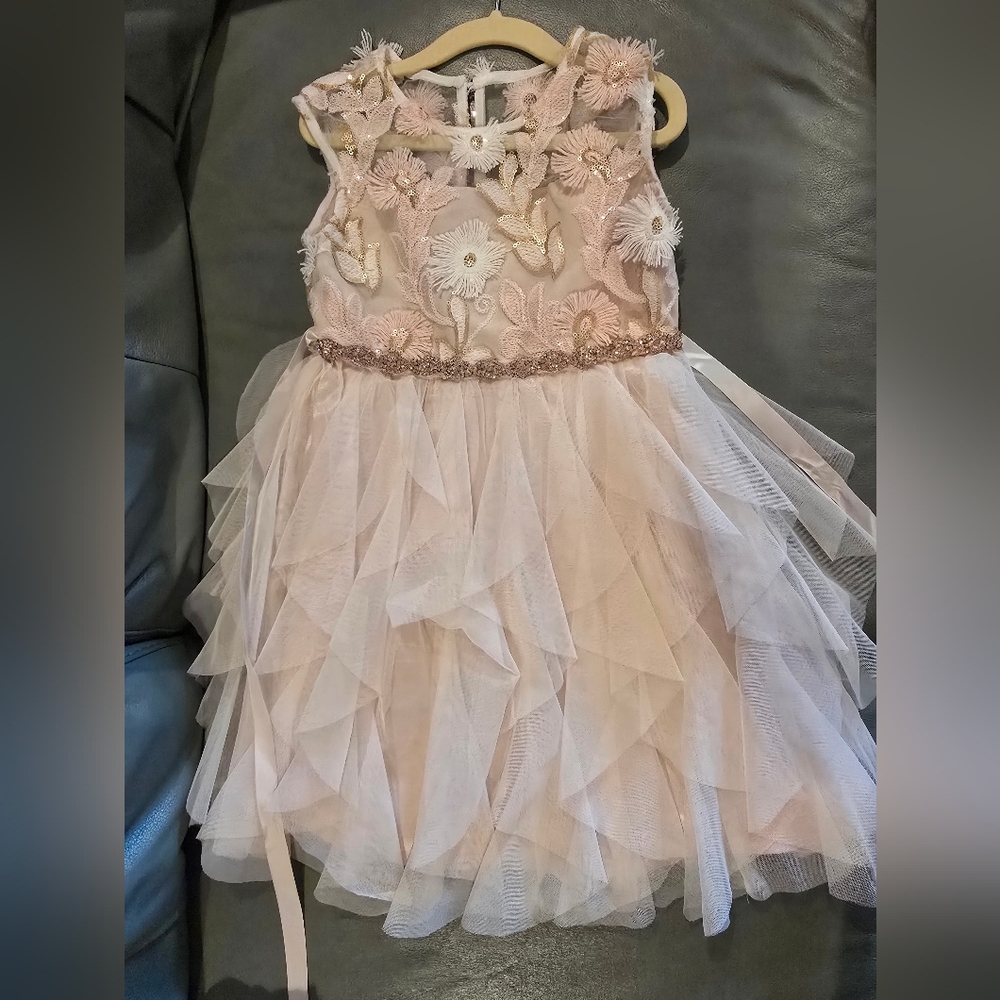 Girls Blush Floral Tulle Party Dress size 5 Rare Editions